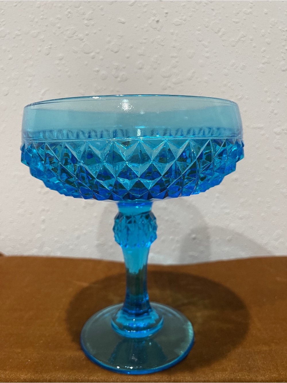 Vintage Indiana Glass Diamond Point Tall Footed Compote Round Bowl